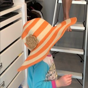 Orange and black sun hat- new